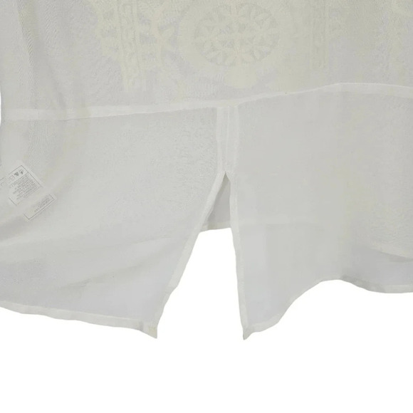 BB Dakota Tank Top Sheer Ivory Floral Embroidered Sleeveless Shirt - Picture 4 of 7